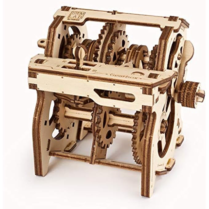 MADE IN EUROPE, 3D WOODEN PUZZLE MANUAL TRANSMISSION MECHANICAL MODEL, DIY, SELF-ASSEMBLY, WOODCRAFT CONSTRUCTION TOY FOR ADULTS & KIDS, PERFECT FOR GIFTING, NO GLUE NEEDED, BROWN, UGR-70131 - Image 2